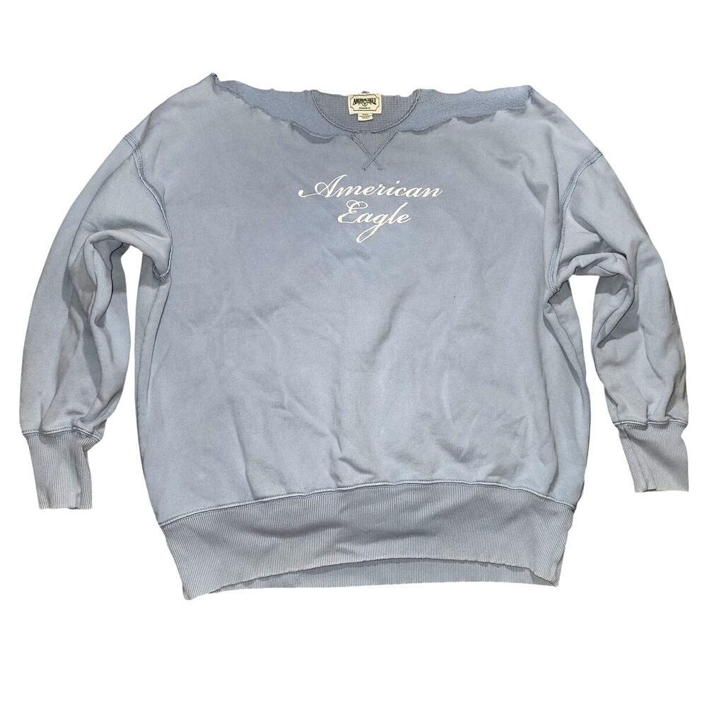 American Eagle Light Blue Oversized Slouchy Wide DIY Neck Size Medium
